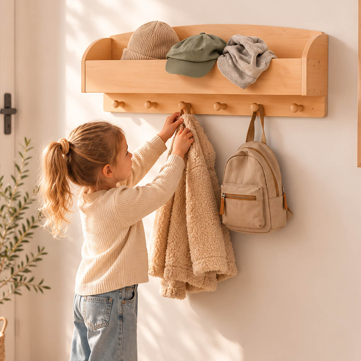 Kindergarderobe für 2 Kinder MILANO - Wandgarderobe mit 6 Haken